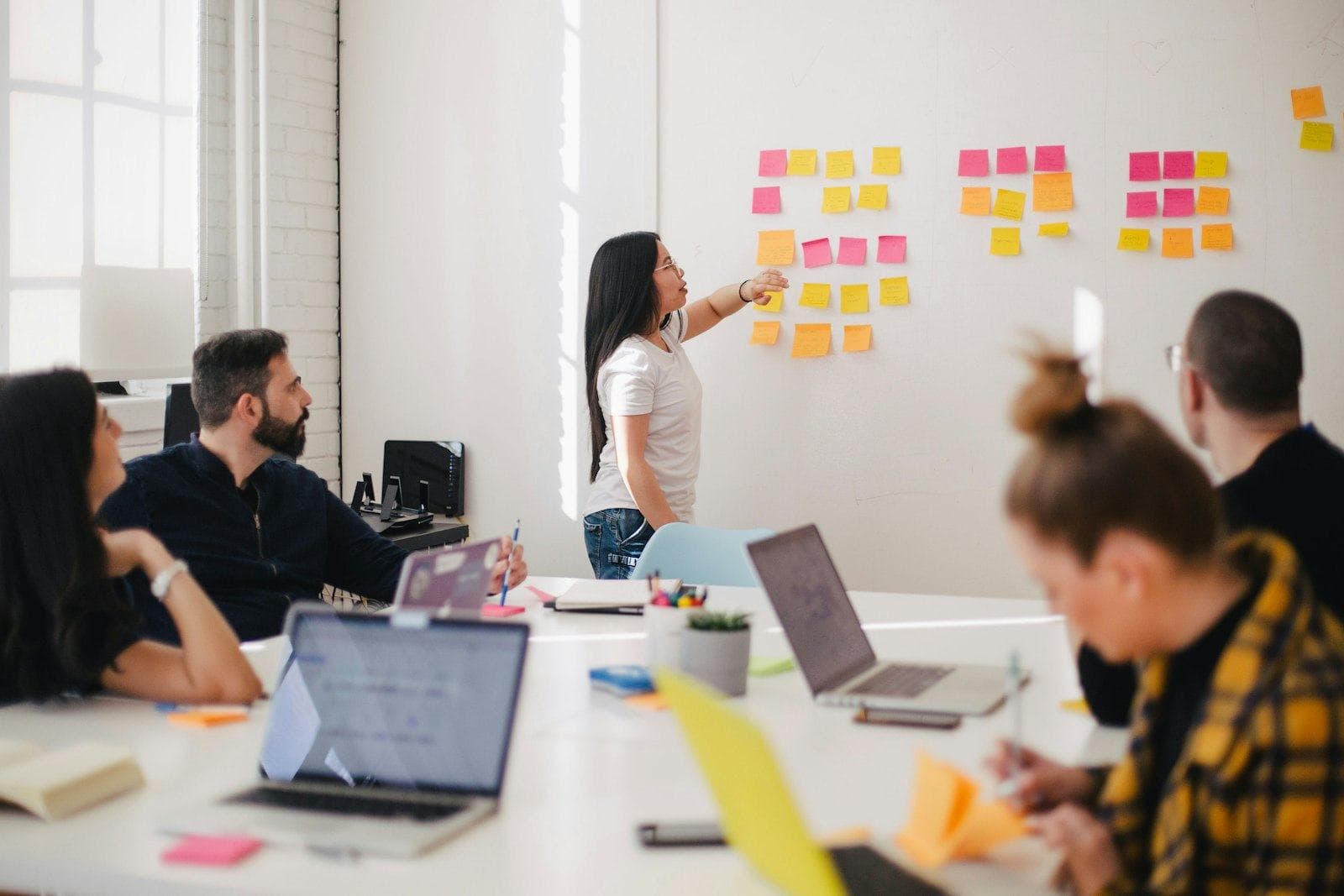 A team planning together with sticky notes